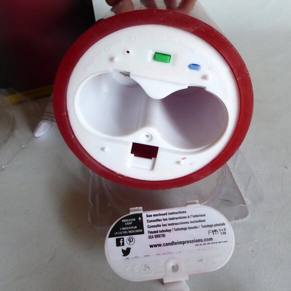 USED ONCE 3.75” x 9.5” MIRAGE RED REAL WAX LED FLAME EFFECT PILLAR CANDLE - Picture 3 of 8